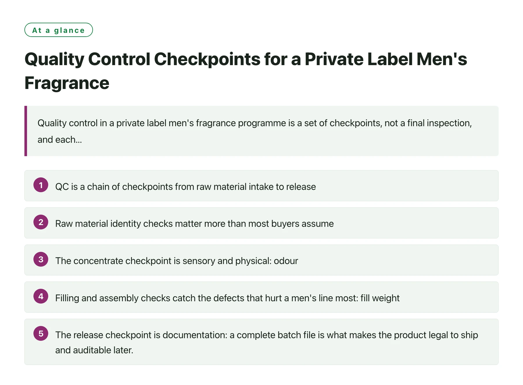 Quality Control Checkpoints for a Private Label Men's Fragrance——全文要点速览